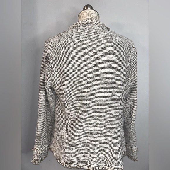 Chico’s Cotton Blend Tweed Fringe Blazer Size Medium. #47 - Picture 8 of 13